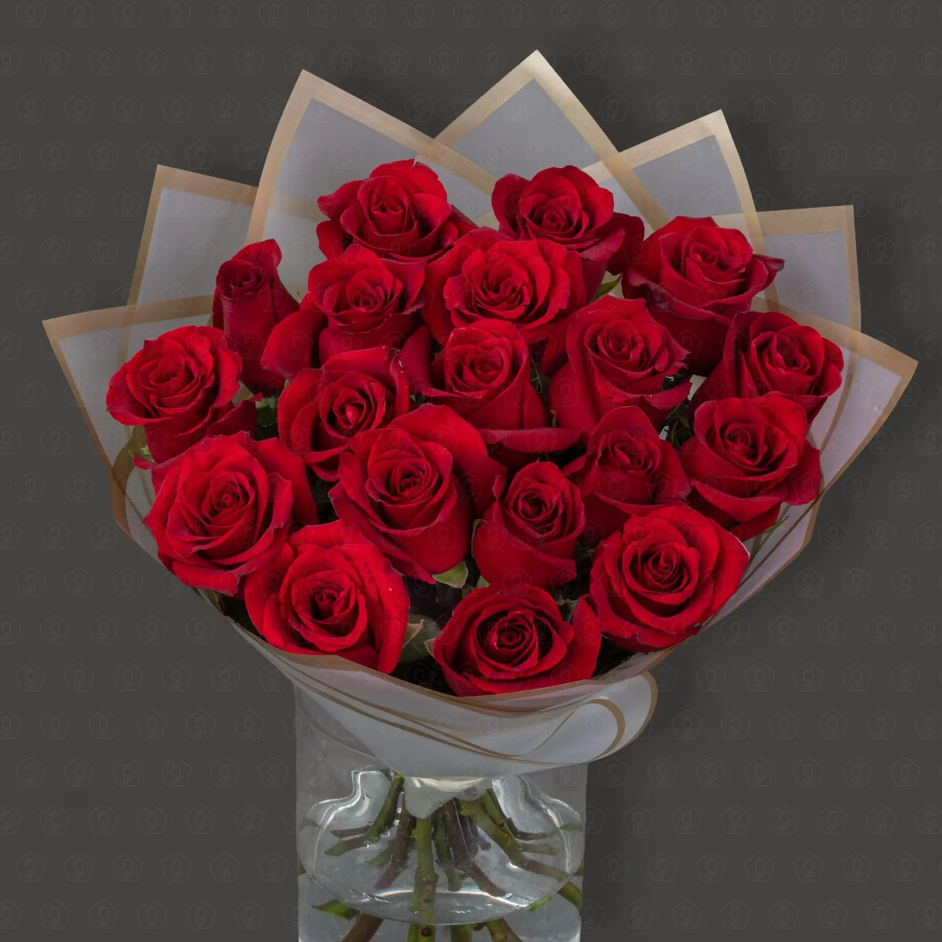 19 Роз Эквадор 50 см. "Бархат"