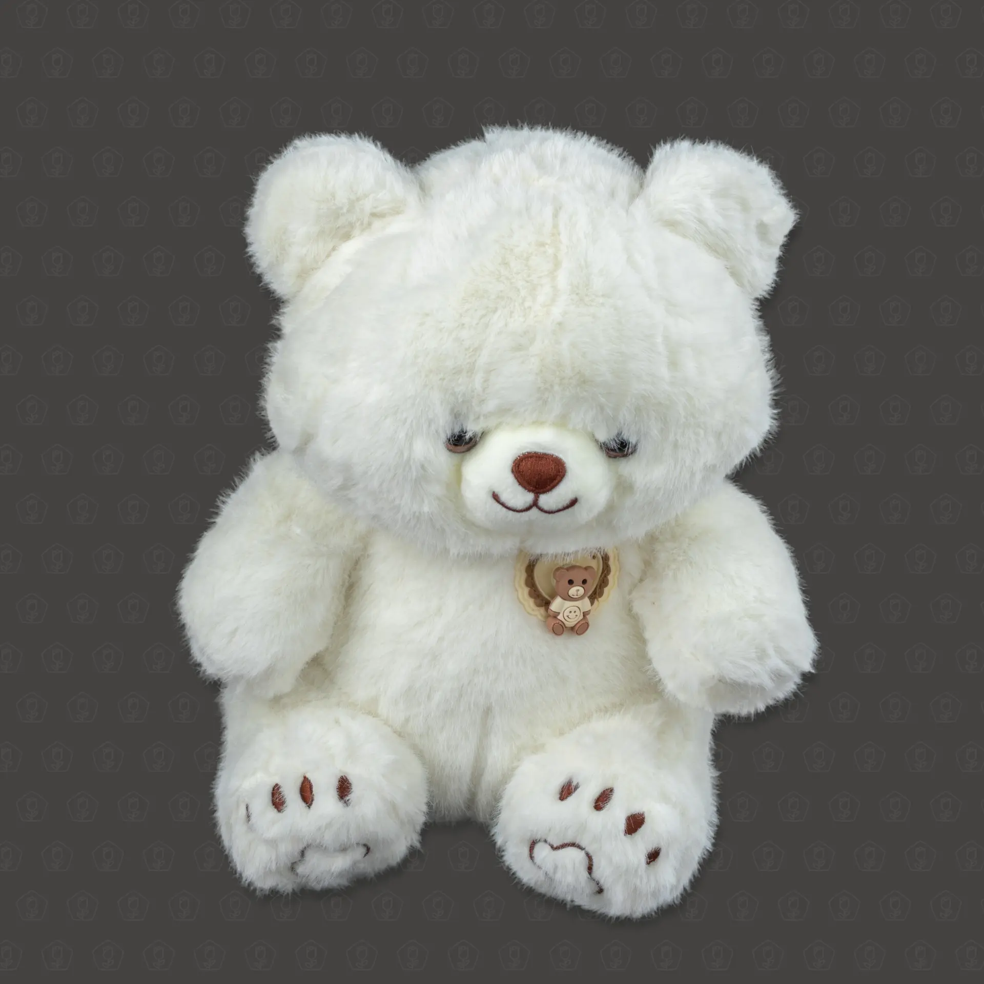 Мягкая игрушка "Медведь белый с брошью-медвежонком" 30 см.