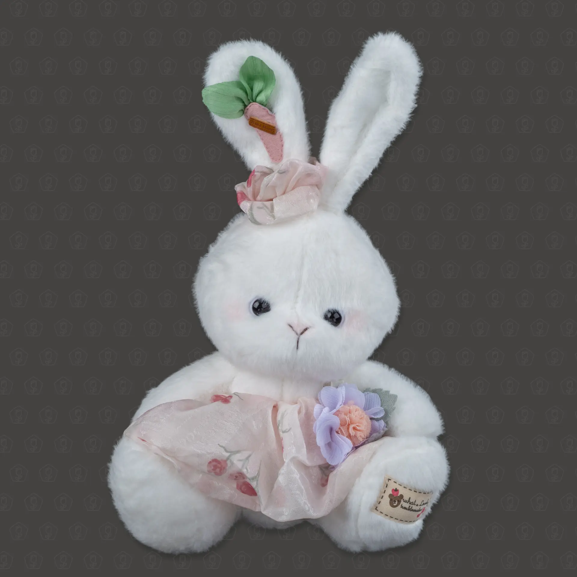 Мягкая игрушка "Зайка белый пушистый в платье и бантиком" 25 см
