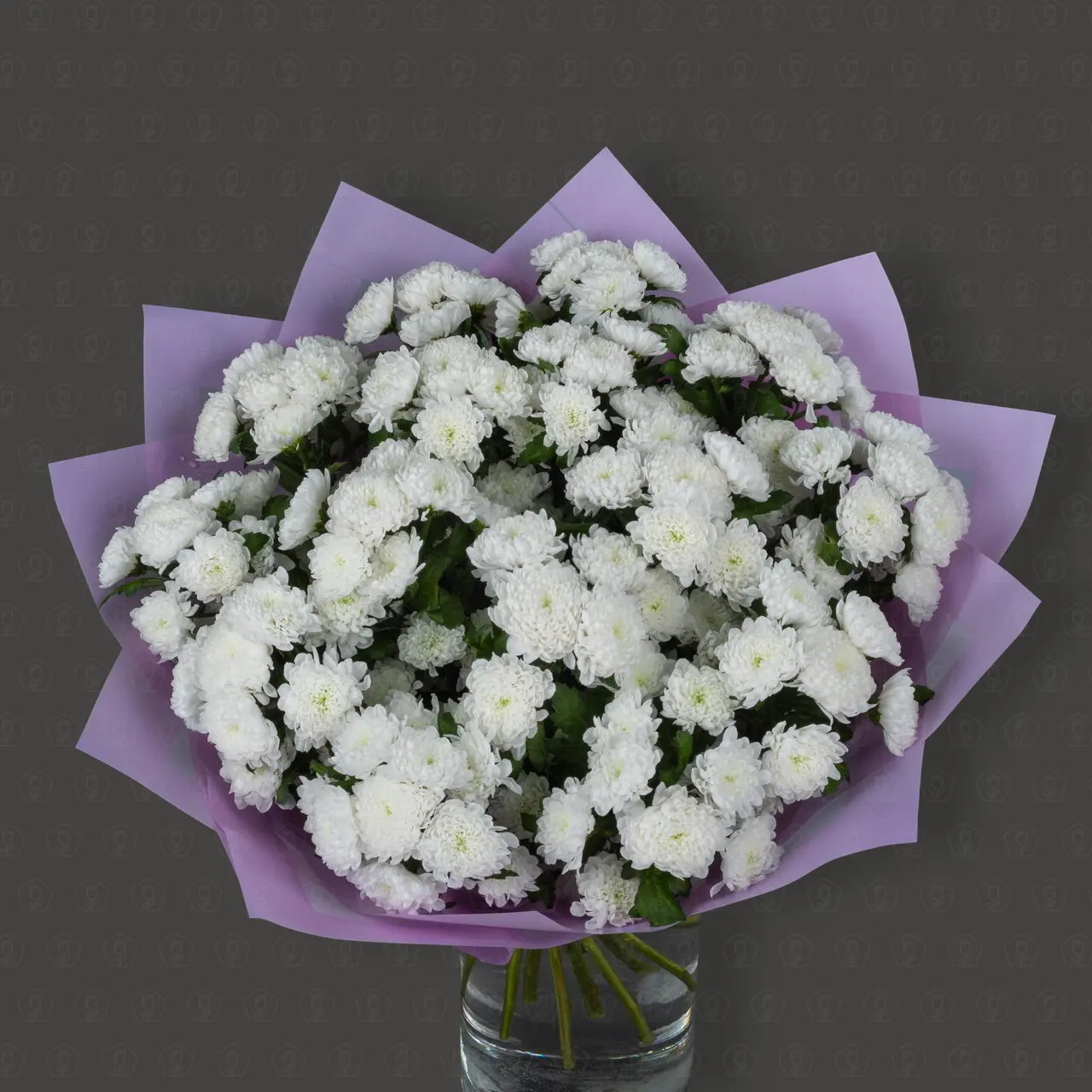 Акция! 15 хризантем Сантини Байкал с оформлением Премиум