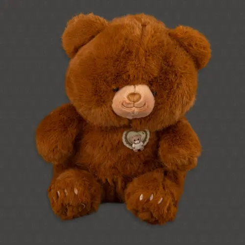 Мягкая игрушка "Медведь коричневый с брошью-медвежонком" 30 см. Мягкая игрушка "Медведь коричневый с брошью-медвежонком" 30 см.
